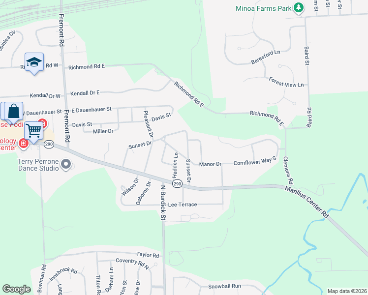 map of restaurants, bars, coffee shops, grocery stores, and more near 336 Sunset Dr in East Syracuse