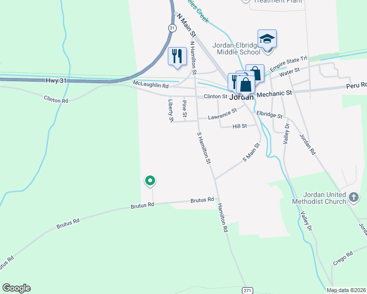 map of restaurants, bars, coffee shops, grocery stores, and more near 54 S Hamilton St in Jordan