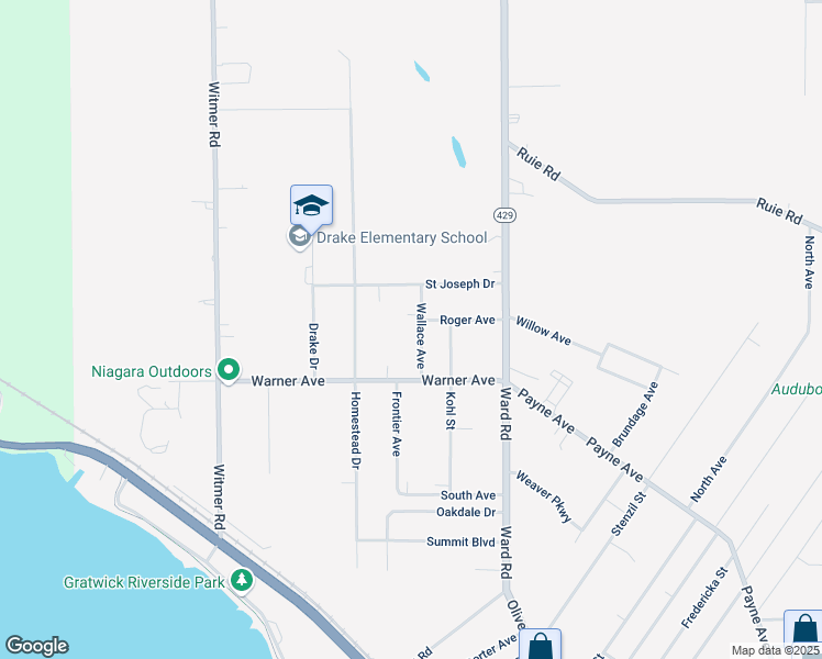 map of restaurants, bars, coffee shops, grocery stores, and more near 462 Wallace Avenue in North Tonawanda