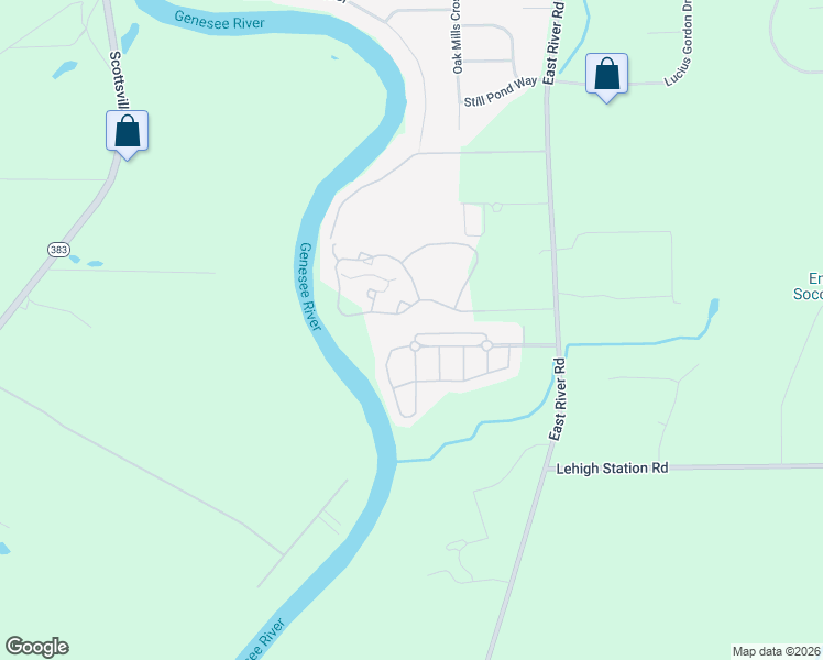 map of restaurants, bars, coffee shops, grocery stores, and more near 304-404 Rivers Run in Rochester