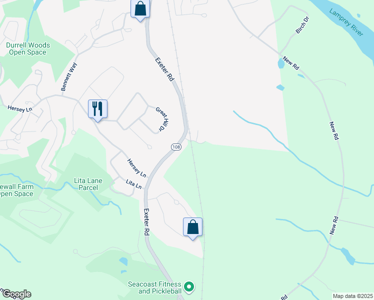 map of restaurants, bars, coffee shops, grocery stores, and more near 143 Exeter Road in Newmarket