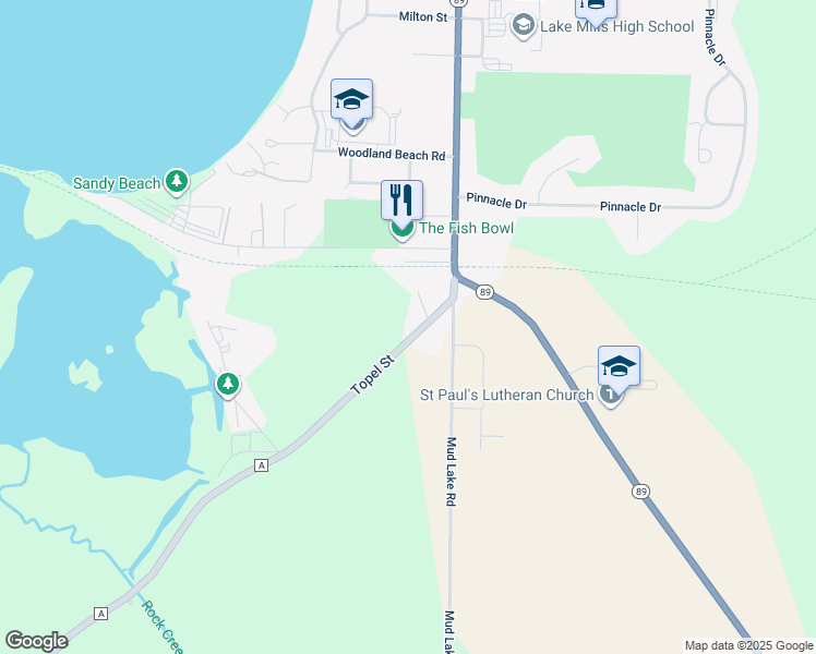 map of restaurants, bars, coffee shops, grocery stores, and more near 1349 Topel Street in Lake Mills