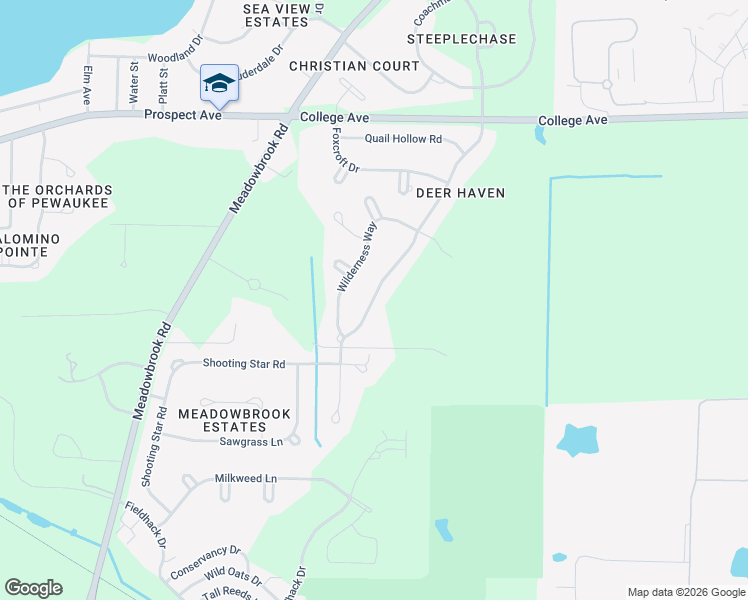 map of restaurants, bars, coffee shops, grocery stores, and more near 2350 Deer Haven Drive in Pewaukee