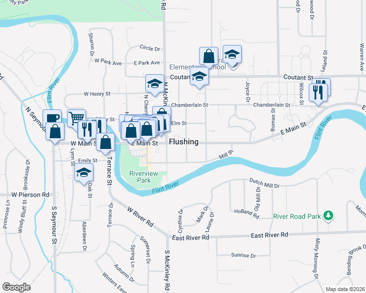 map of restaurants, bars, coffee shops, grocery stores, and more near in Flushing
