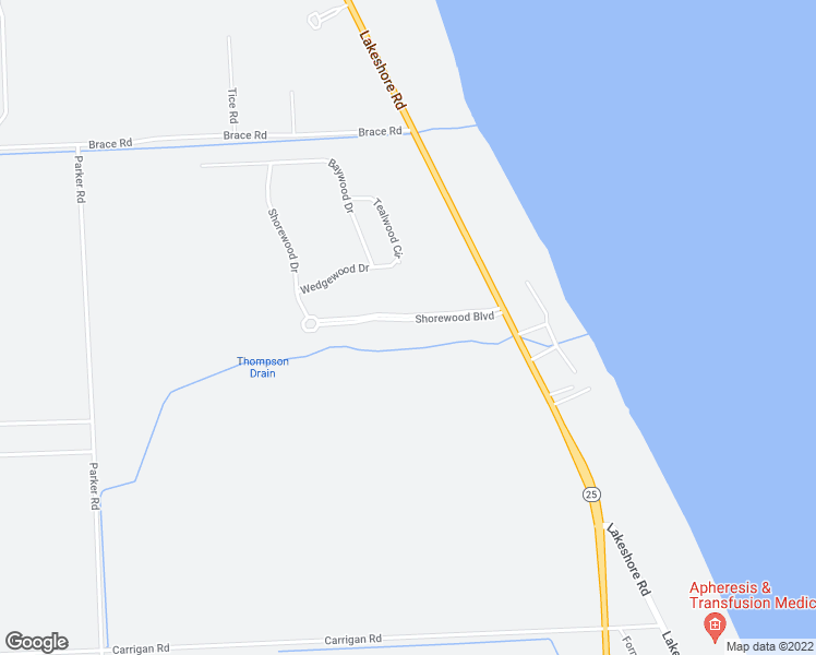 map of restaurants, bars, coffee shops, grocery stores, and more near 2929 Shorewood Boulevard in Fort Gratiot Township