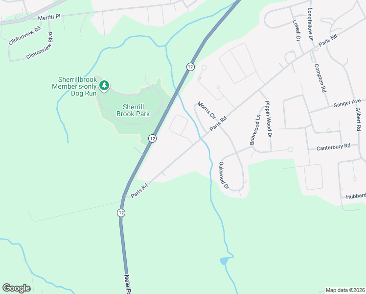 map of restaurants, bars, coffee shops, grocery stores, and more near 192 Paris Road in New Hartford