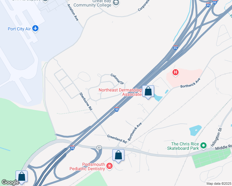 map of restaurants, bars, coffee shops, grocery stores, and more near 140 Decatur Road in Portsmouth