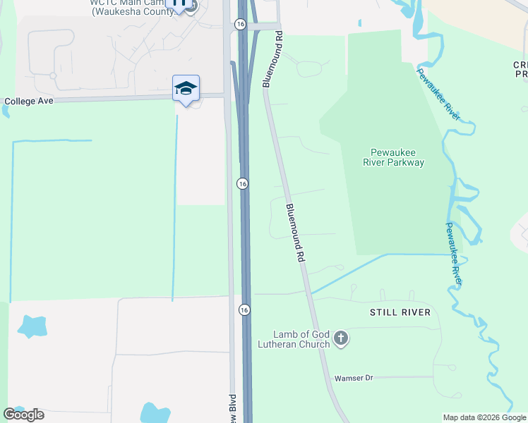 map of restaurants, bars, coffee shops, grocery stores, and more near W251N2413 Valleyview Circle in Pewaukee