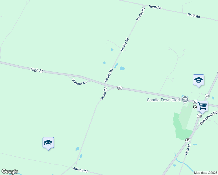 map of restaurants, bars, coffee shops, grocery stores, and more near 194 High Street in Candia