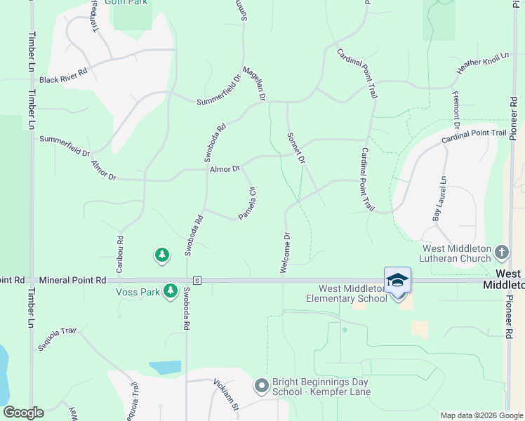 map of restaurants, bars, coffee shops, grocery stores, and more near 7731 Pamela Circle in Verona