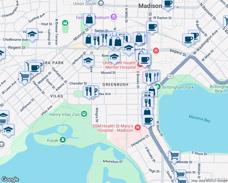 map of restaurants, bars, coffee shops, grocery stores, and more near in Madison