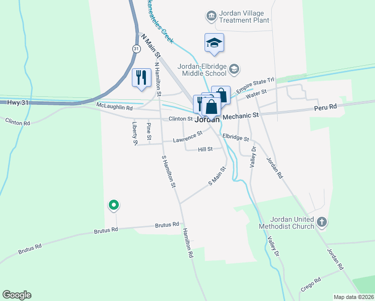 map of restaurants, bars, coffee shops, grocery stores, and more near 22 Hill Street in Jordan