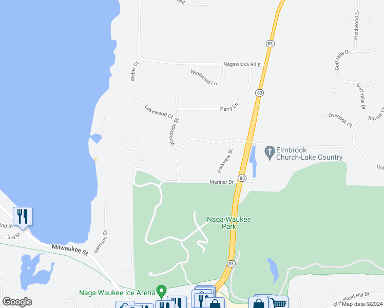 map of restaurants, bars, coffee shops, grocery stores, and more near 2640 Meadow Lane in Hartland
