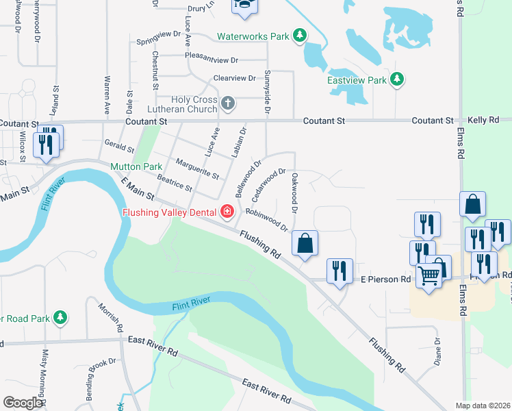 map of restaurants, bars, coffee shops, grocery stores, and more near 200 Cedarwood Drive in Flushing