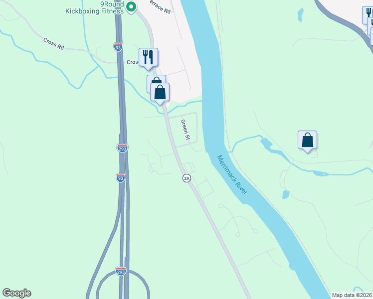 map of restaurants, bars, coffee shops, grocery stores, and more near 18 Scott Avenue in Hooksett