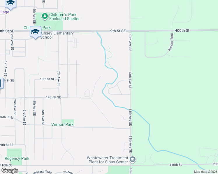 map of restaurants, bars, coffee shops, grocery stores, and more near 1434 Crown Ridge Drive in Sioux Center