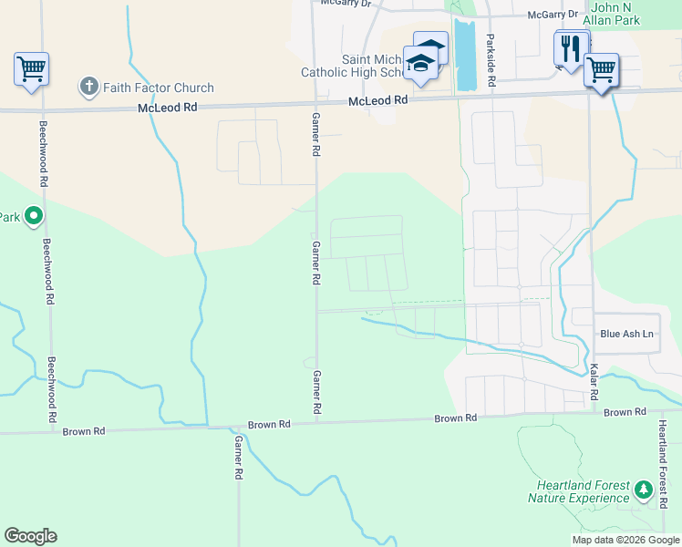 map of restaurants, bars, coffee shops, grocery stores, and more near 7645 Garner Road in Niagara Falls