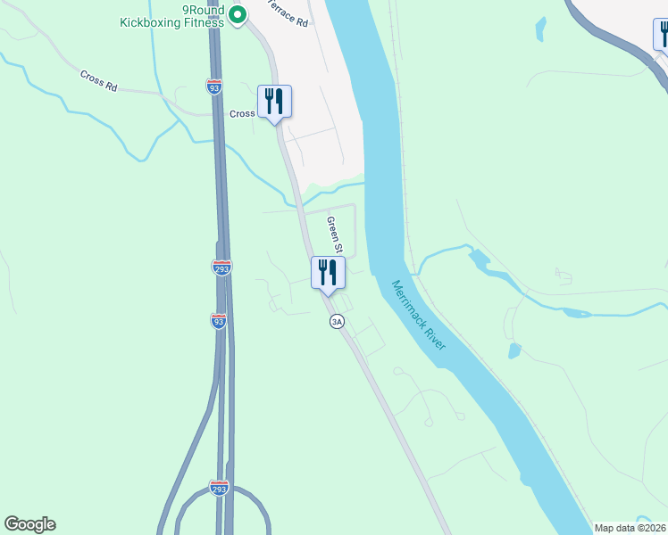 map of restaurants, bars, coffee shops, grocery stores, and more near 18 Scott Avenue in Hooksett