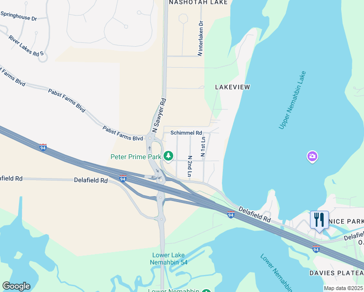 map of restaurants, bars, coffee shops, grocery stores, and more near 2420 North 3rd Lane in Oconomowoc