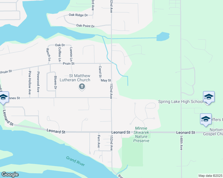 map of restaurants, bars, coffee shops, grocery stores, and more near 16251 152nd Avenue in Spring Lake
