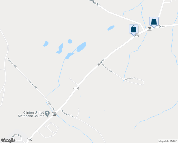 map of restaurants, bars, coffee shops, grocery stores, and more near 169 Utica Street in Clinton