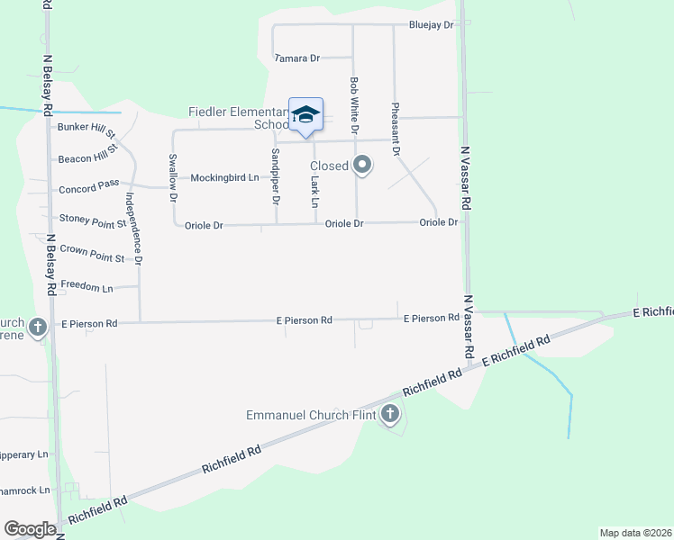 map of restaurants, bars, coffee shops, grocery stores, and more near 6367 East Pierson Road in Flint