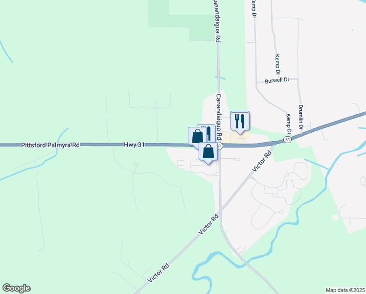 map of restaurants, bars, coffee shops, grocery stores, and more near 1136 Pittsford Palmyra Road in Macedon