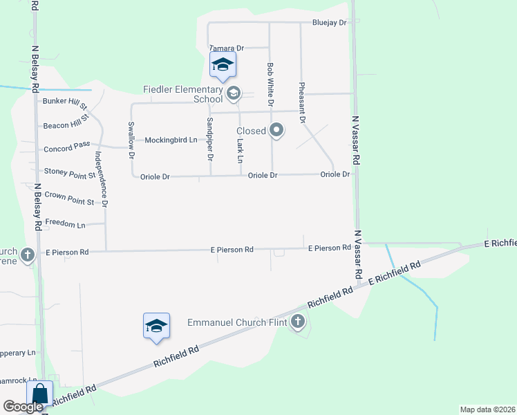 map of restaurants, bars, coffee shops, grocery stores, and more near 6367 East Pierson Road in Flint