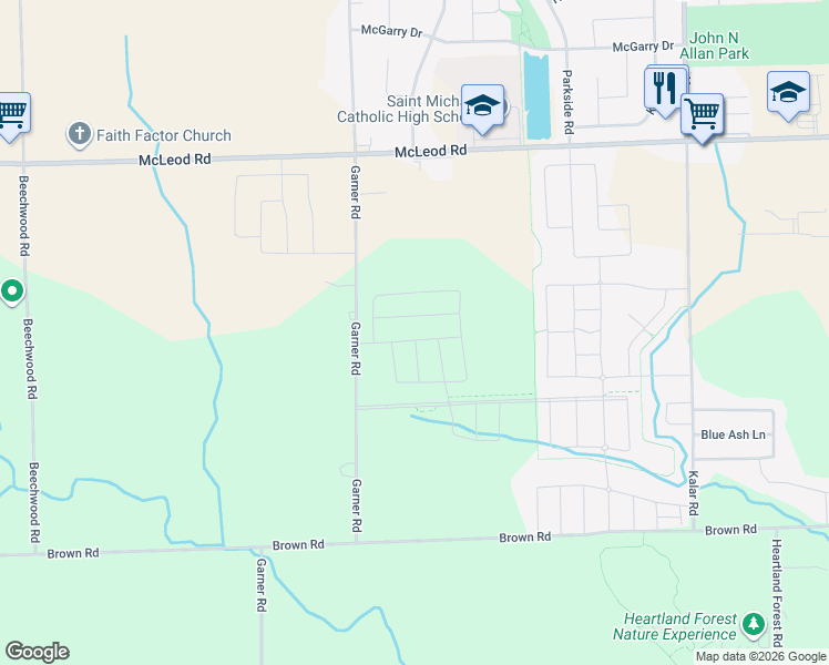 map of restaurants, bars, coffee shops, grocery stores, and more near 8713 Sourgum Avenue in Niagara Falls