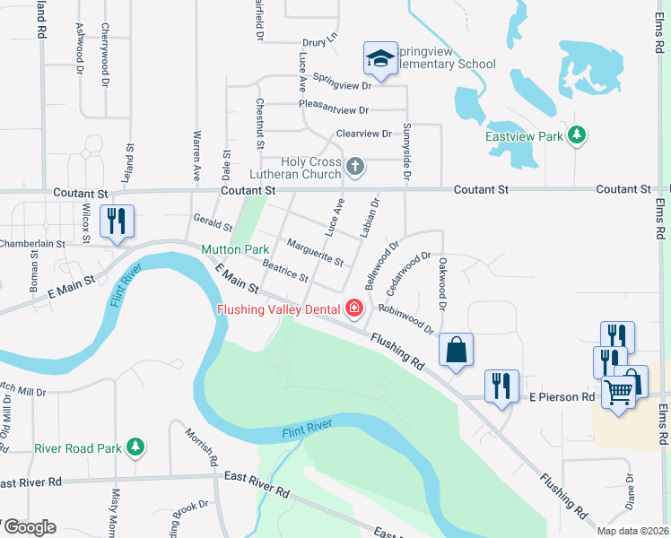 map of restaurants, bars, coffee shops, grocery stores, and more near 302 Luce Avenue in Flushing