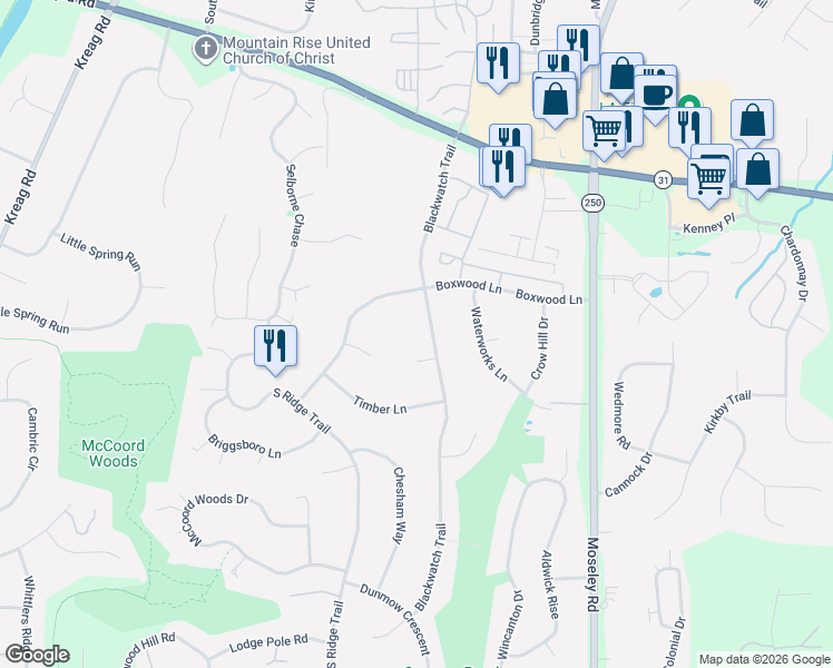 map of restaurants, bars, coffee shops, grocery stores, and more near 35 Blackwatch Trail in Fairport