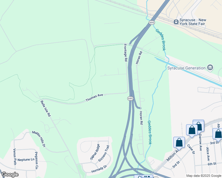 map of restaurants, bars, coffee shops, grocery stores, and more near 123 Thomas Avenue in Syracuse