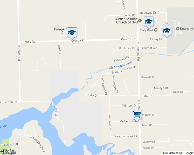map of restaurants, bars, coffee shops, grocery stores, and more near 4331 Tommy Armour Dr in Flint