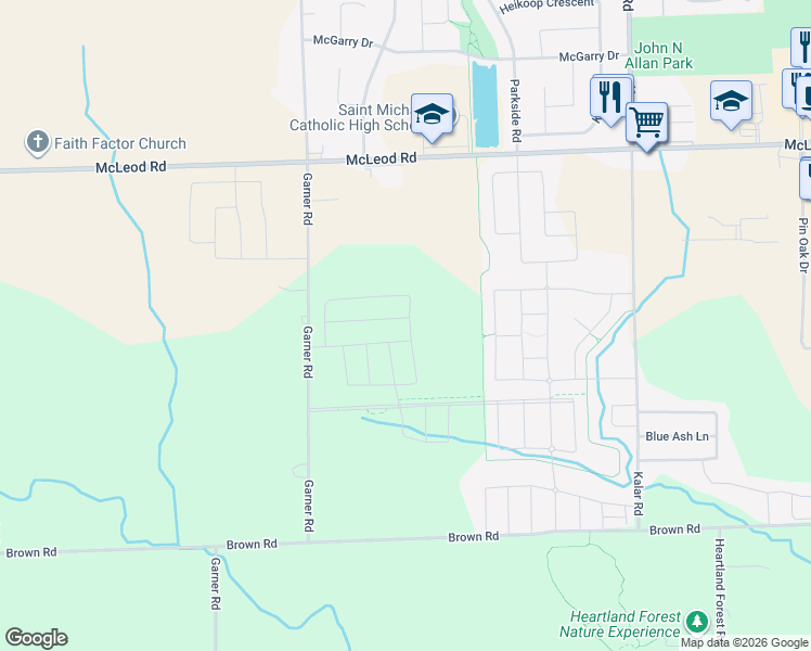 map of restaurants, bars, coffee shops, grocery stores, and more near 8610 Pawpaw Lane in Niagara Falls