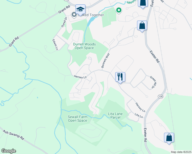 map of restaurants, bars, coffee shops, grocery stores, and more near 1A Ladyslipper Drive in Newmarket