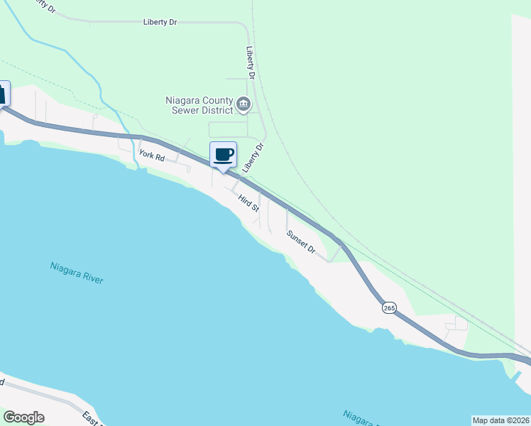 map of restaurants, bars, coffee shops, grocery stores, and more near 2332 River Road in Niagara Falls