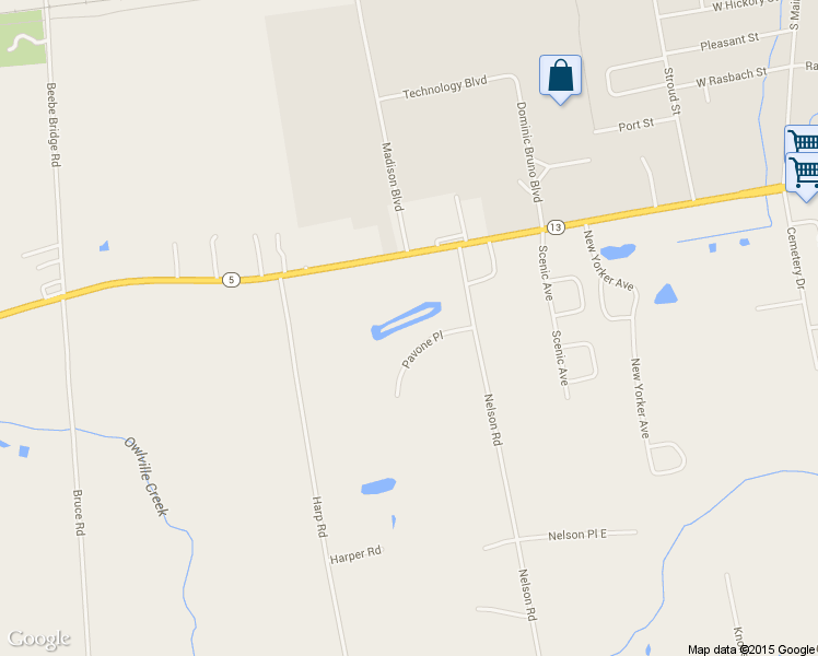 map of restaurants, bars, coffee shops, grocery stores, and more near 1030 Pavone Place in Canastota