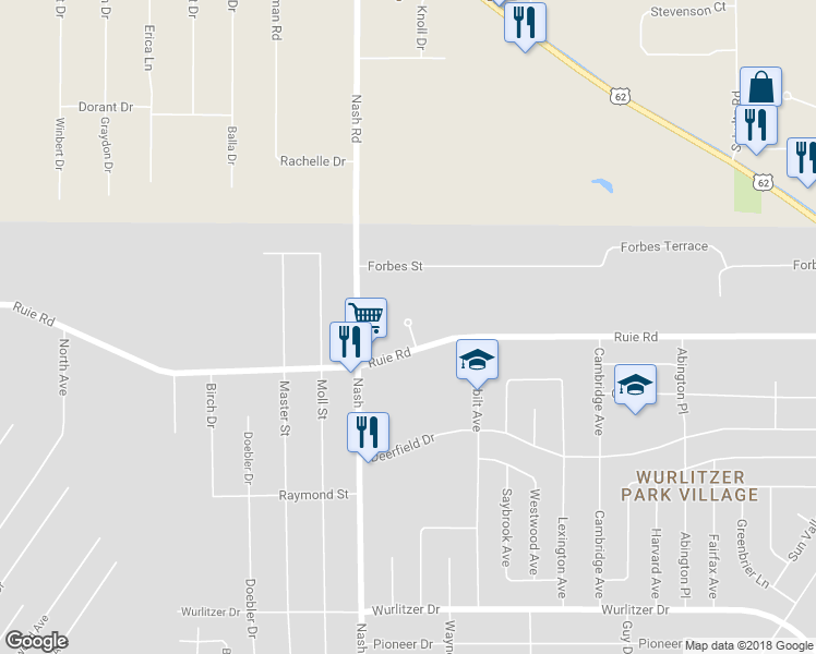 map of restaurants, bars, coffee shops, grocery stores, and more near 51 Rose Circle in North Tonawanda