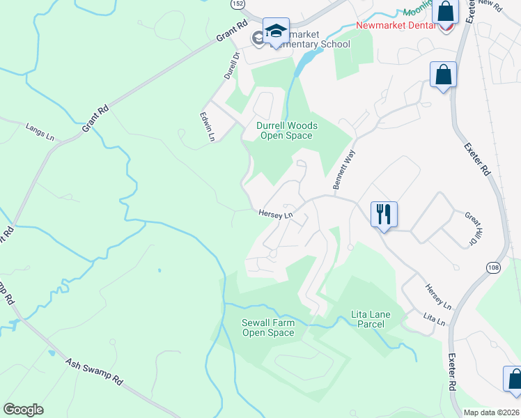 map of restaurants, bars, coffee shops, grocery stores, and more near 90 Hersey Lane in Newmarket