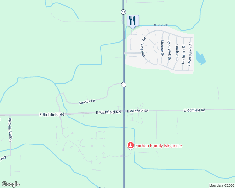 map of restaurants, bars, coffee shops, grocery stores, and more near 4091 North State Road in Davison