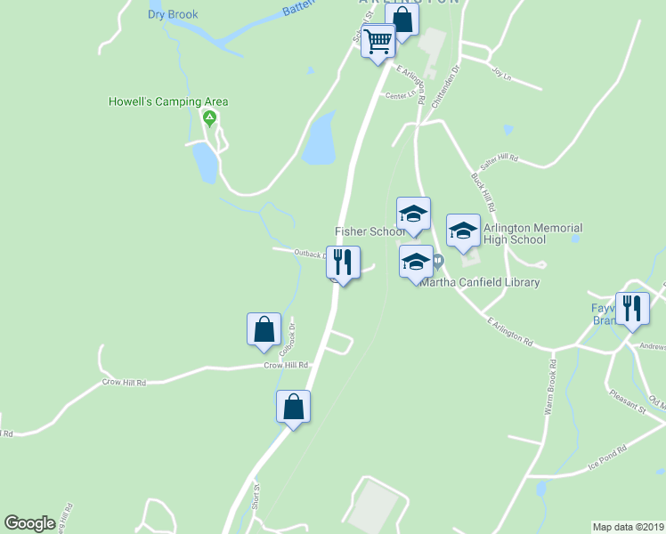 map of restaurants, bars, coffee shops, grocery stores, and more near 3223 Highway 7A in Arlington