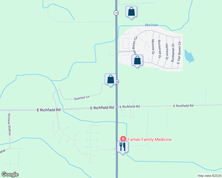 map of restaurants, bars, coffee shops, grocery stores, and more near 4091 North State Road in Davison