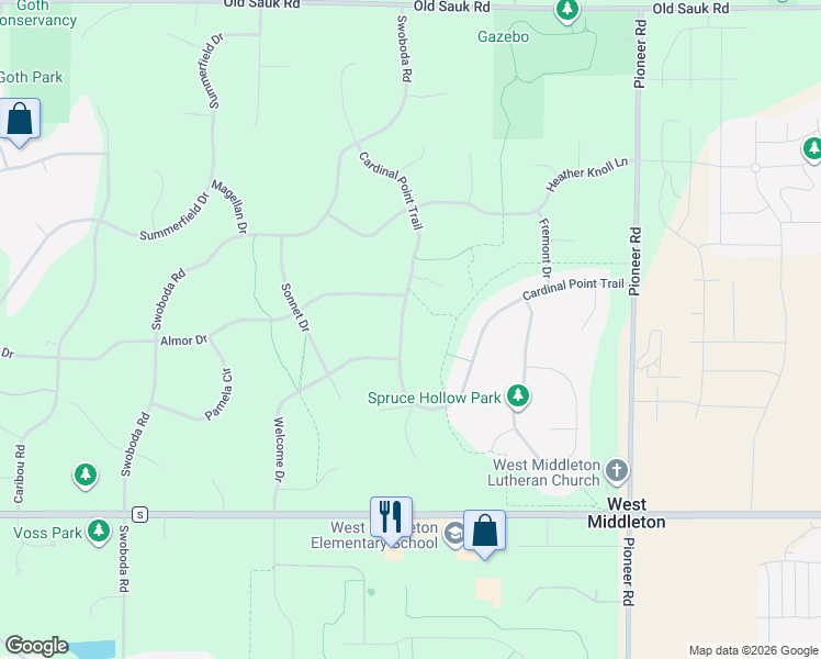 map of restaurants, bars, coffee shops, grocery stores, and more near 3776 Cardinal Point Trail in Verona