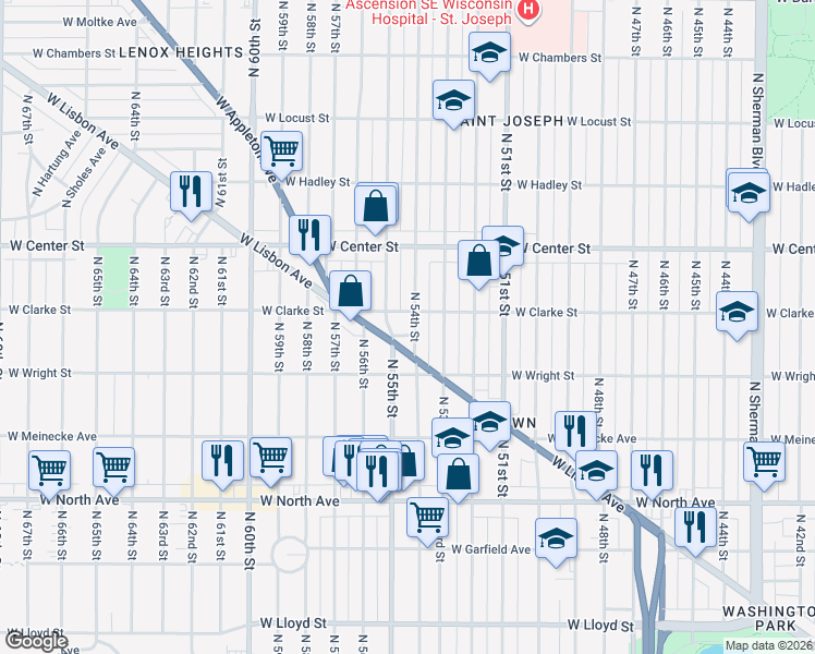 map of restaurants, bars, coffee shops, grocery stores, and more near in Milwaukee