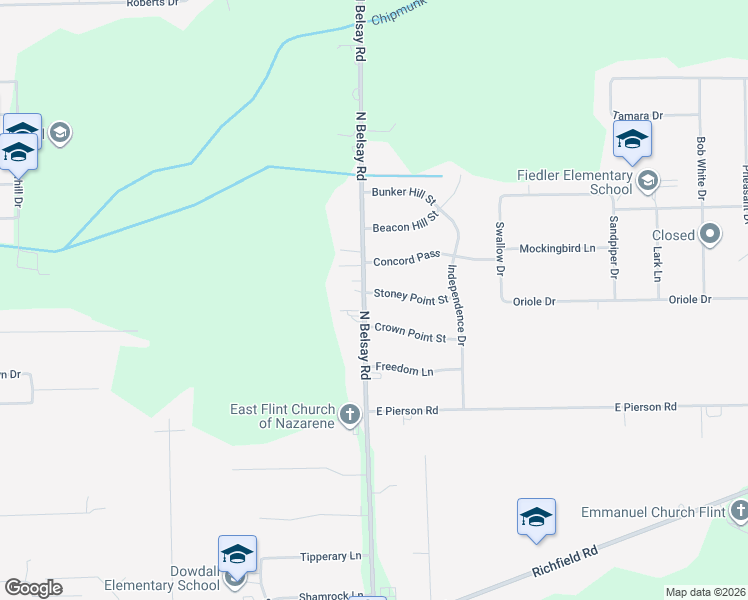 map of restaurants, bars, coffee shops, grocery stores, and more near 4144 North Belsay Road in Flint