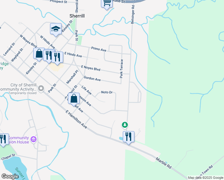 map of restaurants, bars, coffee shops, grocery stores, and more near 309 Gordon Avenue in Sherrill