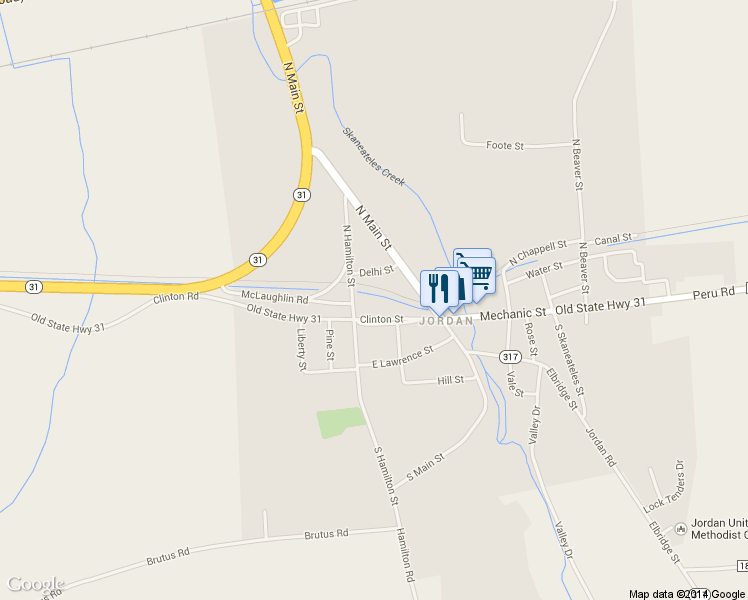map of restaurants, bars, coffee shops, grocery stores, and more near 7 Delhi Street in Jordan