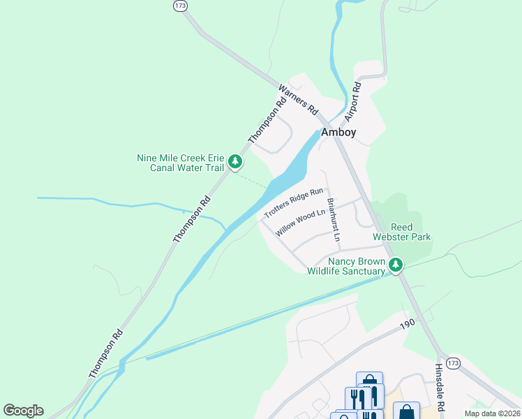 map of restaurants, bars, coffee shops, grocery stores, and more near 166 Trotters Ridge in Camillus