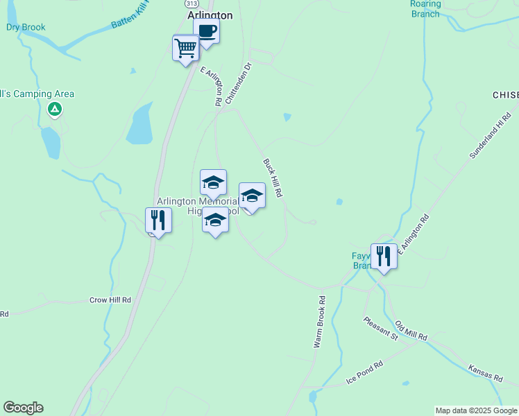 map of restaurants, bars, coffee shops, grocery stores, and more near 529 East Arlington Road in Arlington