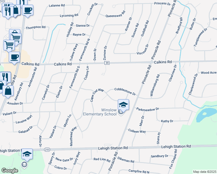 map of restaurants, bars, coffee shops, grocery stores, and more near 116 Cape Cod Way in Rochester